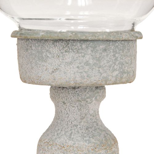 Artikel Deko Glas Pokal Vintage Optik aus Metall, grau, 8x15,5cm für Floristik & Dekoration