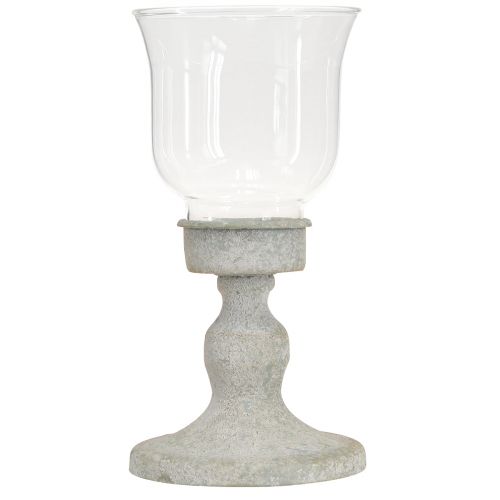 Artikel Deko Glas Pokal Vintage Optik aus Metall, grau, 8x15,5cm für Floristik & Dekoration