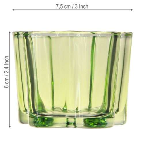 Artikel Deko Glas Teelichthalter Blütenform Grün Ø7,5cm H6cm Set aus 6 Stück