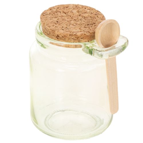 Deko Glas mit Korkdeckel und Löffel Grün Ø7cm H10cm 2St | Floristik21.de