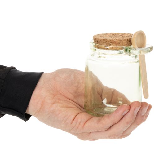 Deko Glas mit Korkdeckel und Löffel Grün Ø7cm H10cm 2St | Floristik21.de