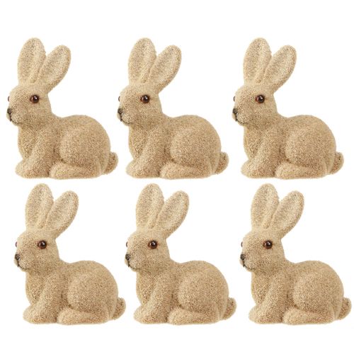 Artikel Deko Hasen Beflockt Sitzend 10cm – 2. Wahl – 6 St Frühlingsdeko Ostern