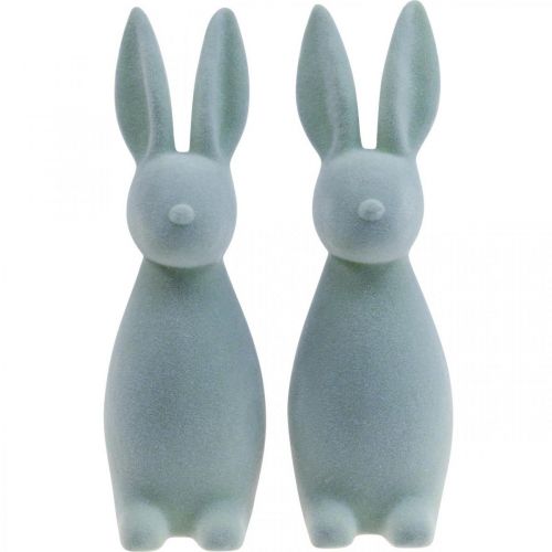 Floristik21 Deko Hase Deko-Osterhase Beflockt Graugrün H29,5cm 2St