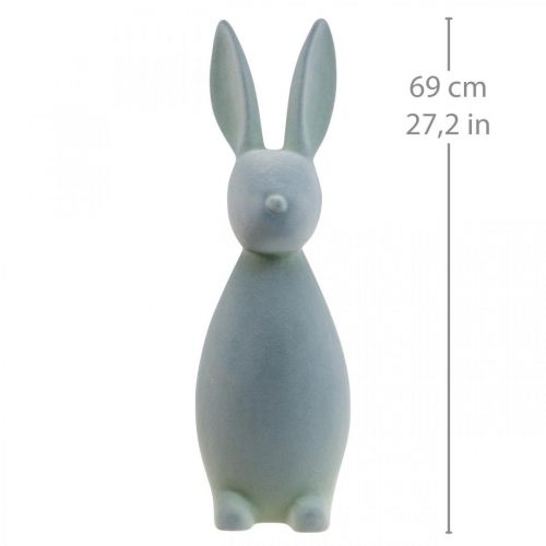 Floristik21 Deko Hase Deko-Osterhase Beflockt Graugrün H69cm