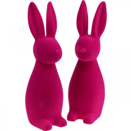 Floristik21 Deko Hase Deko-Osterhase – 2. Wahl – Beflockt Pink H29,5cm 2 St