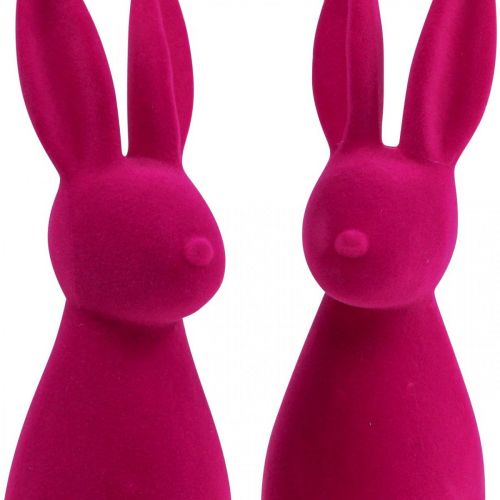 Floristik21 Deko Hase Deko-Osterhase – 2. Wahl – Beflockt Pink H29,5cm 2 St