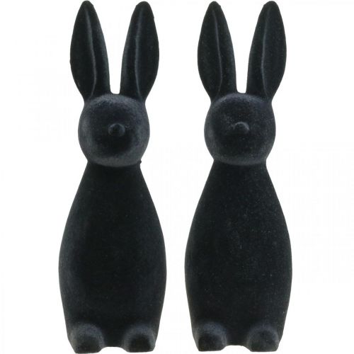 Artikel Deko Hase Schwarz – 2. Wahl – Deko-Osterhase Beflockt H29,5cm 2 St