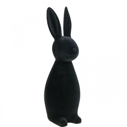 Floristik21 Deko Hase Schwarz Deko-Osterhase Beflockt H47cm