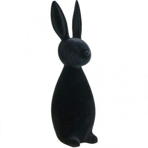 Floristik21 Deko Hase Schwarz Deko-Osterhase Beflockt H69cm