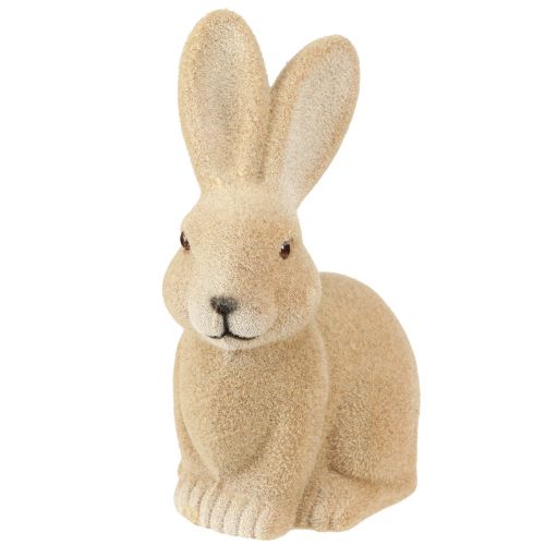Floristik21 Deko Hase Sitzend Osterhase Braun Beflockt 22cm – 2. Wahl – Natürliche Frühlingsdeko