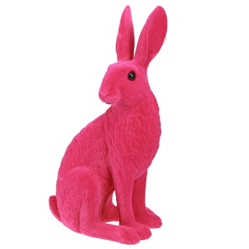 Floristik21 Deko Hase sitzend Osterhase Pink beflockt 12×9×25cm Osterdeko Figur