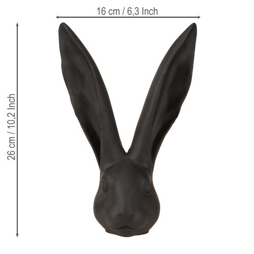 Floristik21 Deko Hasenkopf Osterdeko Schwarz matt 26cm Polyresin elegant modern