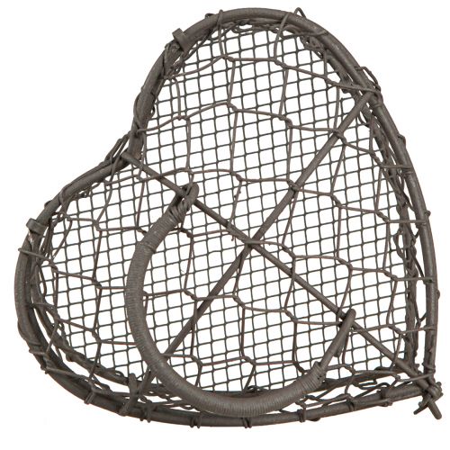 Artikel Deko Herz Drahtkorb Vintage Grau zum Befüllen, Vielseitige Wohnaccessoire 14x13,5cm