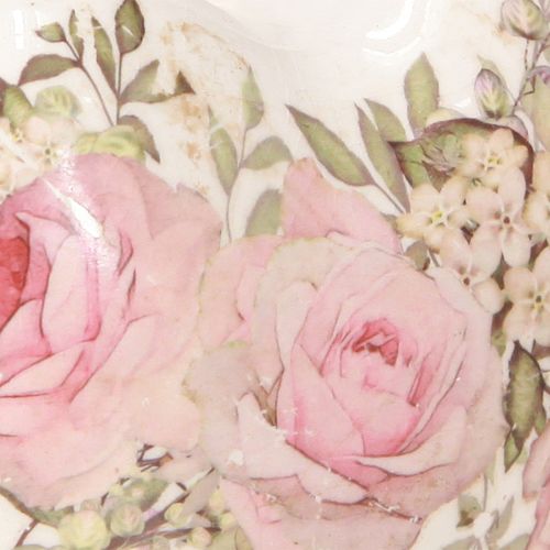 Artikel Deko Herzen Keramik Creme Rosa Rosen 8x8cm 3St