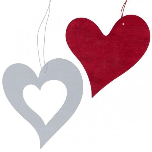 Deko Herzen zum Aufhängen Herz aus Holz Rot/Weiß 12cm 12St
