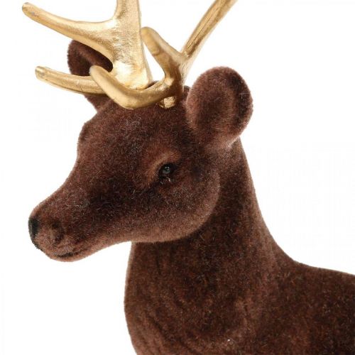 Artikel Deko-Hirsch stehend Braun Gold Rentier Weihnachtsdeko 27cm