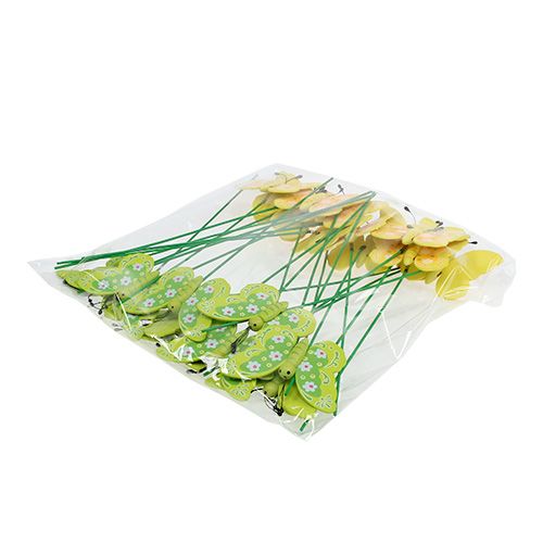 Floristik21 Deko-Holzschmetterlinge am Stab 8cm 24St