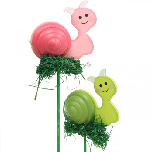 Artikel Deko-Holzschnecke am Stab farbig sortiert 5cm 24 St