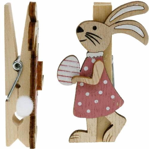 Artikel Deko-Klammern Hasen Osterhasen Rosa, Weiß Holz Osterdeko 4St