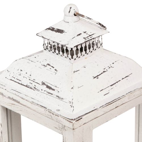 Floristik21 Deko Laterne Shabby Chic Holz Weiß 17,5x17,5cm H37cm