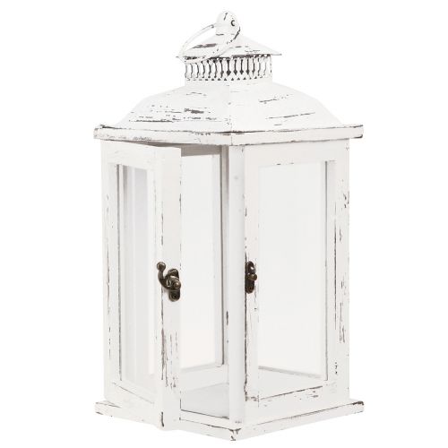 Floristik21 Deko Laterne Shabby Chic Holz Weiß 17,5x17,5cm H37cm
