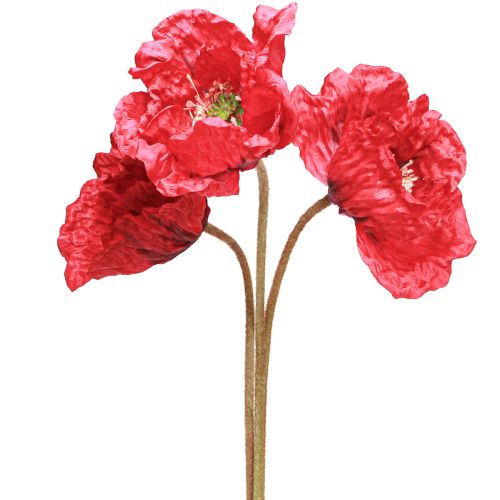 Deko Mohn Große Kunstblumen Rot 88cm 3er Set Mohnblumen für Floristen