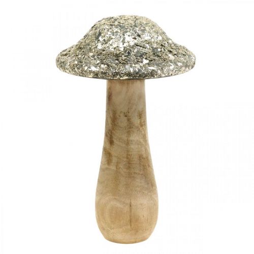 Floristik21 Deko Pilz Holz Holzpilz mit goldenem Mosaikmuster H17cm