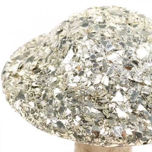 Floristik21 Deko Pilz Holz Holzpilz mit goldenem Mosaikmuster H17cm