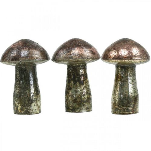 Floristik21 Deko Pilze Glas Rosa Tischdeko Herbst Ø6,5cm H10cm 3St