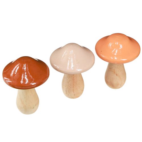 Artikel Deko Pilze aus Holz Braun Beige Orange Ø7,5cm H10cm 3 St