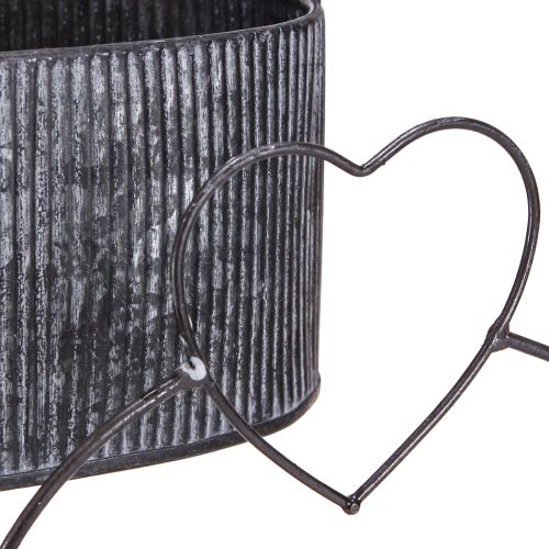 Artikel Deko Schale Oval Metall Herz Schwarz 20/16cm 2er-Set für elegante Raumdekoration