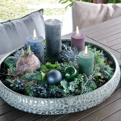 Floristik21 Deko-Schale Antik Silbern Zink Ø40/50cm 2er-Set