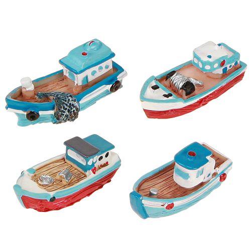 Floristik21 Deko Schiffchen Boot Blau Rot Maritime Tischdeko 5cm 8 St