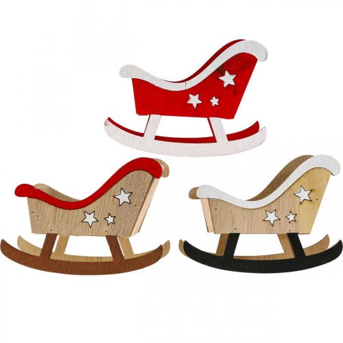 Floristik21 Deko Schlitten Holz Weihnachtsschlitten Rot Weiß 9St