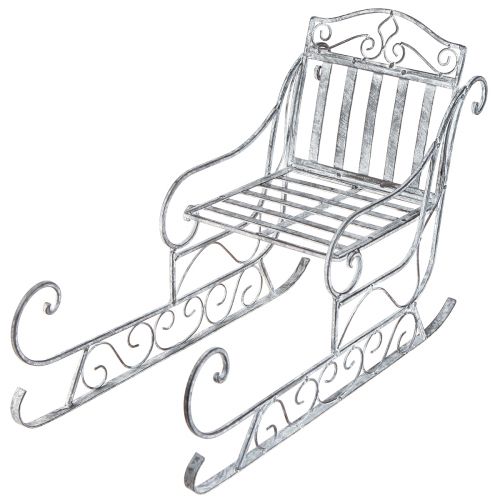 Floristik21 Deko Schlitten Metall Weiß gewaschen 47×21×32,5cm für Winterzauber und Weihnachtsstimmung