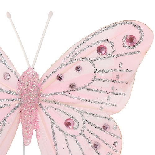 Floristik21 Deko Schmetterling Rosa mit Glimmer 10,5cm 3St