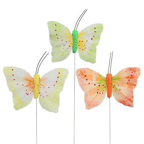 Deko-Schmetterlinge am Draht farbig 8,5cm 12St