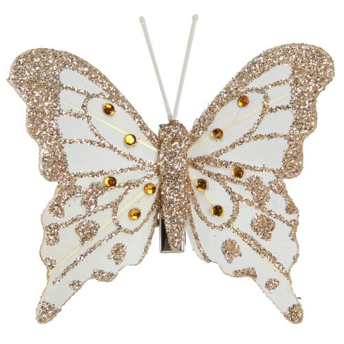 Artikel Feder Deko Schmetterlinge in Gold am Clip 7,5x7cm 4 St