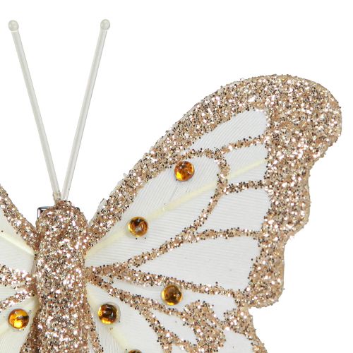 Artikel Feder Deko Schmetterlinge in Gold am Clip 7,5x7cm 4 St