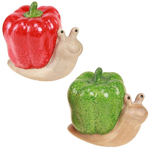 Floristik21 Deko Schnecken Keramik Paprika Rot Grün H10cm Geschenk Tischdeko Garten