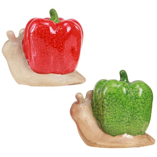 Artikel Deko Schnecken Keramik Paprika Rot Grün H10cm Geschenk Tischdeko Garten