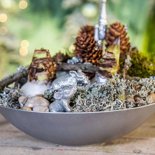 Floristik21 Deko Schwein Silvester-Deko Silber Glitzer 3,5cm 2St
