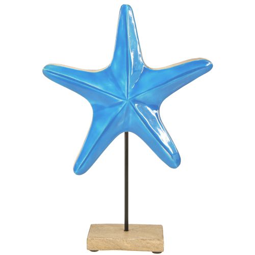 Deko Seestern Holz Blau Maritim Ø22cm H32cm Dekoration
