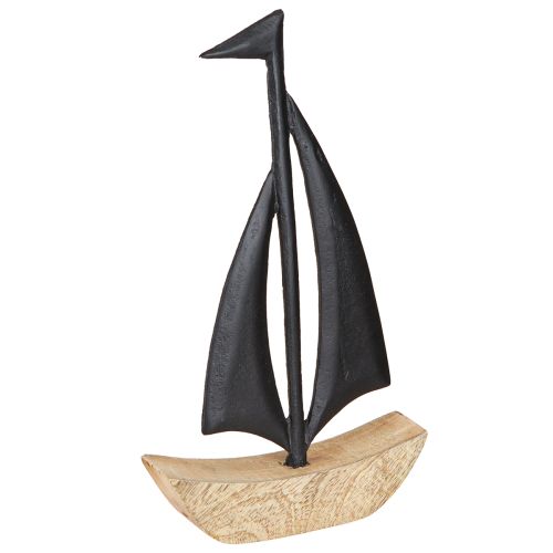 Floristik21 Deko Segelboot Holz Metall, Maritim, Natur Schwarz, Dekoration, H30,5cm
