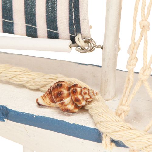 Artikel Deko Segelboot Holz Muscheln Weiß Blau L26,5cm H37cm - Maritimes Highlight