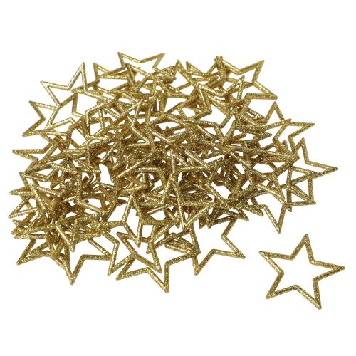 Artikel Glitzernde Goldsterne 4,5cm - Tischdeko Weihnachten - 120er Set für Festlichkeit & Glanz