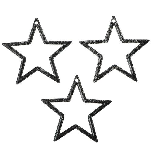 Floristik21 Deko Stern Schwarz Glitter Tischdeko Weihnachten 4,5cm 120 Stück festlich