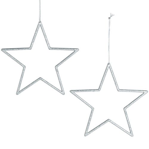 Artikel Deko Stern Silber Glitter Weihnachtsbaumschmuck Ø12cm 12 Stück Set