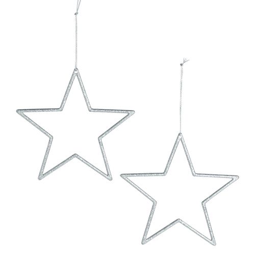 Artikel Deko Stern Silber Glitter Weihnachtsbaumschmuck Ø12cm 12 Stück Set