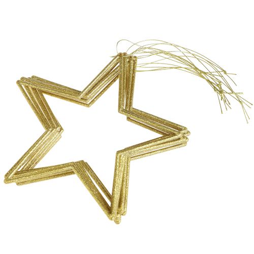 Artikel Glanzeffekt Goldsterne mit Glitter 18cm - Vielseitiger Baumschmuck und Tischdeko 8 Stück